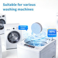 Tablettes nettoyantes rondes bleu clair pour tambour de lave-linge, éliminent les sources d'odeurs pour l'entretien des lave-linges domestiques