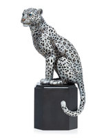 Jardin extérieur décoré réaliste sauvage grandeur nature animal sculpture bronze léopard statue