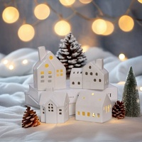 Petit cadeau de Noël écologique Décoration Céramique Mini Maison de neige Pendentif Porcelaine Décoration de Noël Maison Festival Artisanat