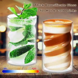 Ensemble de tasses à café en <span class=keywords><strong>verre</strong></span> à <span class=keywords><strong>double</strong></span> <span class=keywords><strong>paroi</strong></span> 400 ml 4 pièces 4 cuillères Résistantes à la chaleur Design moderne pour cappuccino/<span class=keywords><strong>latte</strong></span> <span class=keywords><strong>macchiato</strong></span> - Product Image 4