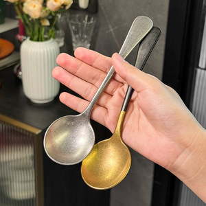 Cuchara de Sopa Mini de Acero Inoxidable Shiny Jh 304 con Mango Dorado, Plateado o Negro, Estilo Retro para Uso Doméstico - Product Image 4