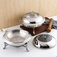 BOSAI Réchaud de buffet thermique sans fumée en acier inoxydable, style couronne, chauffé à l'alcool, Or/Argent, pour buffet et usage domestique, usage commercial