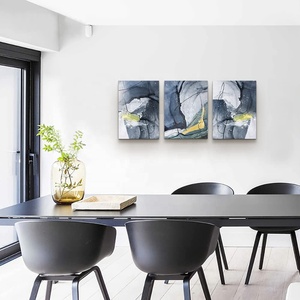 Jiekai Trang Trí Nội Thất Hiện Đại Trừu Tượng 3 Cây Vải In Tường Nghệ Thuật Áp phích Màu Xanh 1 Bộ Kéo Dài Khung Tranh Nghệ Thuật Tranh - Product Image 4