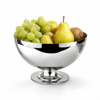 Assiette ovale moderne et durable en acier inoxydable poli sur piétement pour centre de table d'hôtel, de mariage ou de fête