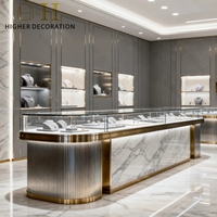 Comptoir de Présentation de Bijoux en Verre avec Texture Métallique Premium pour Magasin de Bijoux