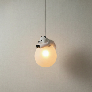 Modern Cartoon Bear LED Touch Control <b>White</b> Iron Pendant Light & <b>Hanging</b> Bedside Lamp for Children's Bedroom Indoor Decor - Product Image 1