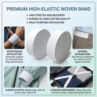Bande élastique plate tissée personnalisée de 1 pouce, durable, haute élasticité, en polyester à bas prix, pour sangle de genou réglable, vêtements, canapé et sac