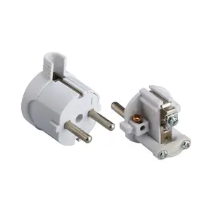 High Quality Electricity Plugs German French Plug 2 Pin 16A 4.8mm2 Power plug without wire White