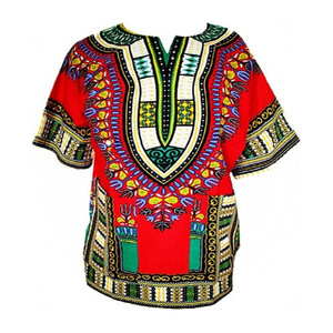 Vêtements traditionnels ethniques africains Ankara <span class=keywords><strong>Chemise</strong></span> dashiki numérique à col en V en tissu tricoté - Product Image 4