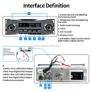 Grandnavi Retro suono autoradio USB BT riproduzione di <span class=keywords><strong>musica</strong></span> 7 colori AUX FM AM RDS unità principale 1Din retrò MP3 - Product Image 3