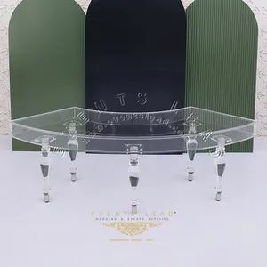 Mesa de fiesta de boda acrílica, serpentina transparente, último diseño de producto