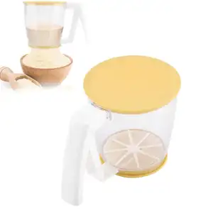 Handle Round Flour Peneira Bakest Baking Shaker De Farinha De Plástico Peneira De Malha Filtro Ferramentas De Açúcar De Cozinha Peneira De Farinha