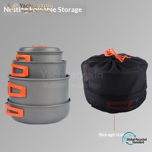 Outdoor <b>Backpacking</b> Nonstick Aluminum Cookware Set with <b>Mini</b> Gas Stove Fork-Spoon 1-2L Capacity for Hiking Camping & Picnics - Product Image 2