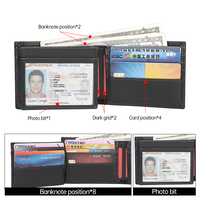 Dompet kulit asli multifungsi, dompet lipat dua pemblokir RFID, dompet kulit asli modis, kustom, dompet banyak kartu