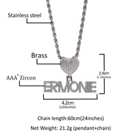 Collier personnalisé avec pendentif nom sur mesure, fermoir cœur délicat en laiton, serti de zircons cubiques, mini collier lettre nom personnalisé avec crochet cœur