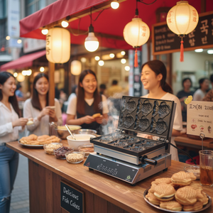 เครื่องทำเค้กรูปปลา CookTech รุ่นใหม่ เครื่องทำขนมเกาหลีอัตโนมัติ ทำจากสแตนเลส SUS304 เครื่องทำฮอตเต็อก ร้อนเร็ว ใช้งานง่าย - Product Image 3