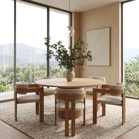 Ensemble de table à manger moderne en bois massif FERLY pour 6 personnes, pour hôtel, appartement, maison, salle à manger, meubles et chaises