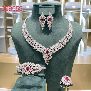 008553 Wedding Accessories Full Zircon Jewellery Sets for Women Luxury Dubai CZ Bridal Jewelry Necklace Set