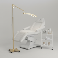 Lampe à cils LED demi-lune 23 pouces, réglable, sur pied, pour extensions de cils, tatouage, microblading, salon, avec base en plastique