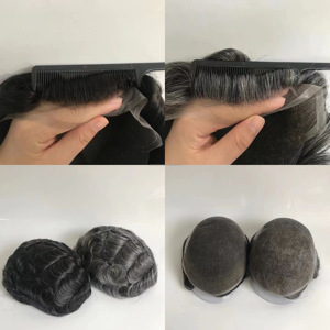 ทูเป้ผมแท้<span class=keywords><strong>สี</strong></span>เทา ขนาด 7x9 นิ้ว แบบสั่งทำพิเศษ ผสมสี 1B30 1B60 รุ่น Q6 ไฮบริด ฐานลูกไม้สวิสผสม PU ระบายอากาศได้ดี สำหรับผู้ชาย แก้ปัญหา<span class=keywords><strong>ผม</strong></span>ร่วงในผู้สูงอายุ - Product Image 1