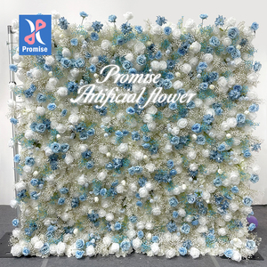 Rosas Artificiales Azules <span class=keywords><strong>y</strong></span> Blancas Personalizables Combinadas con Paniculata para una Romántica Pared de <span class=keywords><strong>Flores</strong></span> para Bodas - Product Image 1
