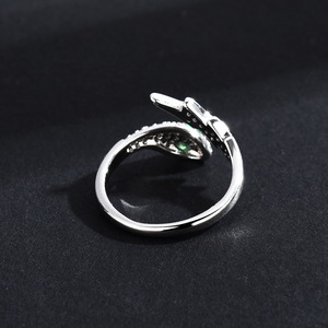 Lightning Serpent Ring Micro Pave Diamond Animal Zodiac Open Band Unisex Jewelry Gift - Product Image 4