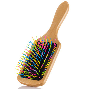 Peigne à coussin d'air arc-en-ciel, grand peigne en bois pour massage et coiffage des cheveux, antistatique - Product Image 4