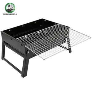 Hot Selling Black Steel Foldable Square Barbecue Stove Picnic Mini Portable Camping Small Charcoal Grills BBQ Outdoor