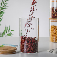 Bocaux de conservation alimentaire en verre transparent de 18 oz avec couvercle en bois de bambou, pots d'organisation de cuisine portables et maniables