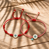 Bracelet porte-bonheur Go2boho en fil de nylon rouge, œil maléfique rond, plaqué or 18 carats, géométrique, bohème, bijoux cadeau