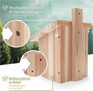 Nichoir suspendu en bois d'extérieur avec boîte imbriquée Style industriel Nichoir pour l'observation des oiseaux Liquidation de Noël Logo personnalisable - Product Image 3
