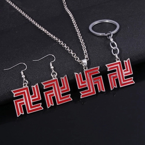 Collar con el Logotipo de la Banda <span class=keywords><strong>Manji</strong></span> de <span class=keywords><strong>Tokyo</strong></span> Revengers, Joyería de Metal Rojo de Doble Cara, Pendientes, Llavero con el Logotipo de la Banda <span class=keywords><strong>Manji</strong></span>, Regalo - Product Image 1