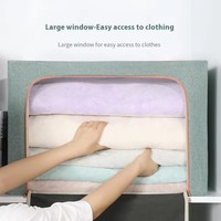 Tissu cationique grande capacité fermeture éclair armoire conteneur vêtements paniers à linge boîte pliable articles ménagers pour le stockage à domicile