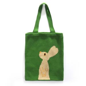 Bolso de compras de acrílico con diseño de animales de dibujos animados, tejido jacquard, con logotipo, para mujer, bolso de hombro individual de ganchillo - Product Image 5