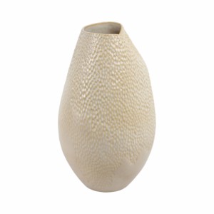 Vaso in ceramica moderno con bordo smerlato, forma aperta arrotondata decorativa per soggiorno, camera da letto, decorazioni per la casa - Product Image 3