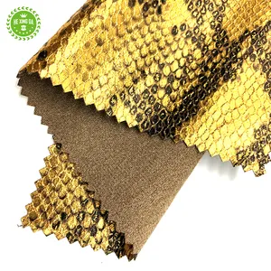 Soft handfeeling snake pattern fabric pu leather for gloves