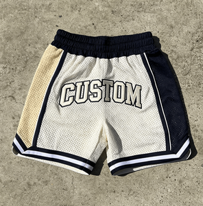 Custom Fashion Men's Vintage Board Shorts 100% Polyester Mid Waist Breathable <b>Elastic</b> Waist Basketball Shorts - Product Image 3