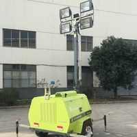 Tours d'éclairage hydrauliques mobiles de 5 m à 9 m, véhicules d'éclairage sphériques à propulsion manuelle avec éclairage LED, alimentation industrielle CC