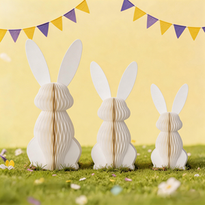 Adorno de Conejo de Pascua 3D de Papel, Formas de Conejo de Panal, Centro de Mesa de Primavera, Decoración Festiva <span class=keywords><strong>para</strong></span> Mesa, Regalo Ecológico al por Mayor - Product Image 6