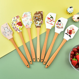 Cartoon Cream Spatel Kerst Houten Handvat Non-Stick Fondant Cake Siliconen Kookkrabber Keuken Bakgereedschap - Product Image 6