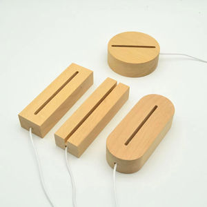 USB Wooden Base Lamp Led 3D Night <b>Light</b> Round Oval Rectangle Wood Led Night <b>Light</b> Base Wooden 3d Led Lamp Base 3d Night <b>Light</b> - Product Image 3