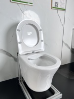 WC monobloc en céramique à chasse d'eau siphonique double, allongé, avec abattant à fermeture douce, siphon P/S, équipement sanitaire pour salle de bain, vente en gros pour la maison et l'hôtel