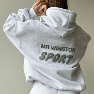 High Quality 3D Puff Print Pullover Women's Hoodies Sweatshirt Custom <b>Foam</b> Printing Logo Cotton Women Heavyweight Hoodies - Product Image 4