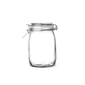 带盖的气密玻璃罐食品存储罐圆形存储容器带夹盖的玻璃罐