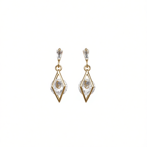 Orecchini pendenti geometrici rotondi con zirconi cubici da donna, gioielli alla moda in stile francese - Product Image 1