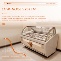 Vitrine de présentation professionnelle pour gelato avec verre incurvé et panneau publicitaire LED