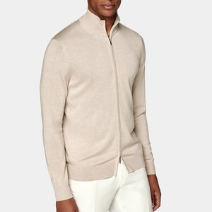 Sleeve <strong>Cardigan</strong> Sweater Coat Knit Sweater Winter <strong>Men</strong> Zipper Sweater Light Brown - Product Image 2