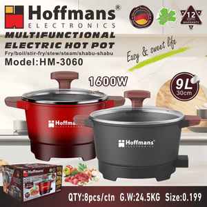 <span class=keywords><strong>Wok</strong></span> électrique <span class=keywords><strong>professionnel</strong></span> Hoffmans 9L 1600W, chauffe rapide, antiadhésif, best-seller des supermarchés - Product Image 6
