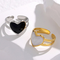 Bague en Acier Personnalisable pour Femme, Ouverte, Réglable, en Acier Inoxydable, Large avec Finition Goutte d'Huile