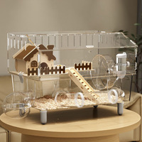 Cage à hamster ventilée en acrylique, maison pour animaux de compagnie transparente de luxe pour hamsters syriens nains